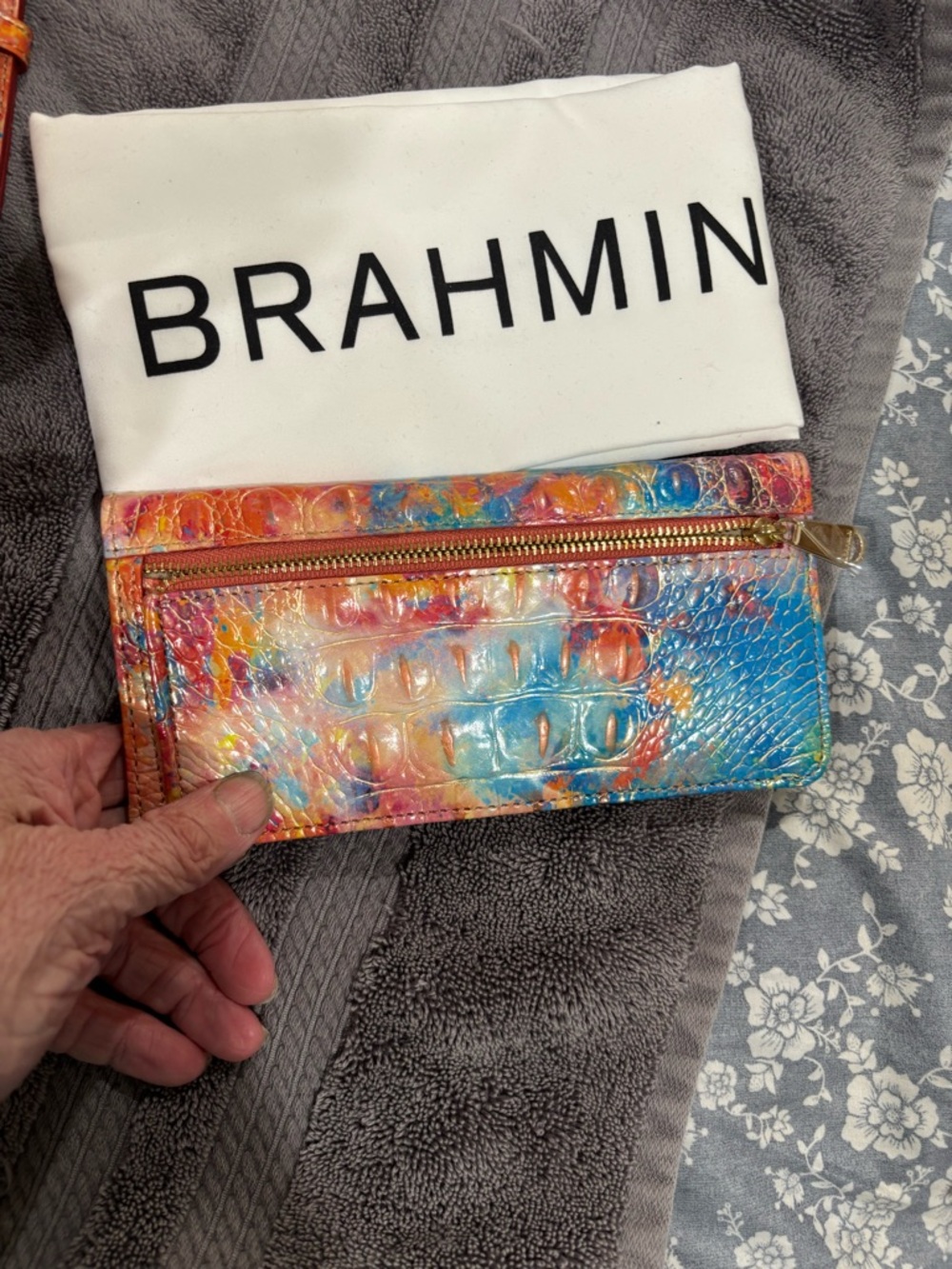 Brahmin Sm. Vera Multicolor Croc-Embossed Satchel with Matching Wallet - Picture 5 of 6